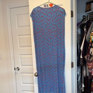 Blue Dress with Red Polka Dots